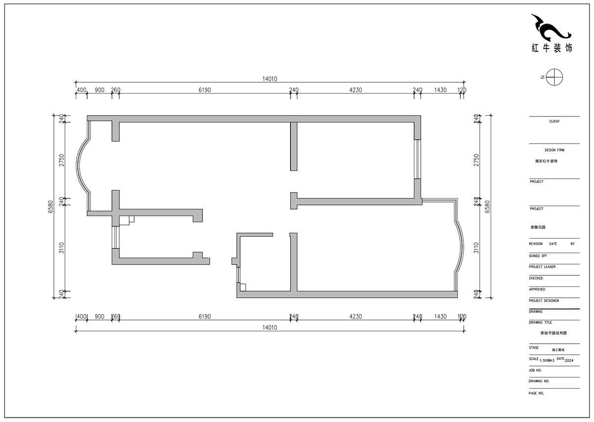 朱明琪｜紫薇花园2-302-72㎡-现代风格｜2室2厅1卫｜老房装修｜定制家｜全包12万｜00_01原始结构图
